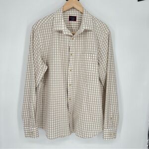 UnTuckIt Slim Fit Wrinkle Free 100% cotton Beige Checkered Men's Shirt